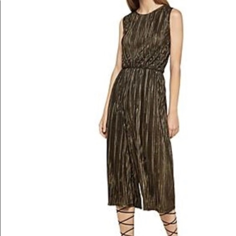 Bcbgeneration Pleated Culotte Jumpsuit In Black Gold Combo Size XS